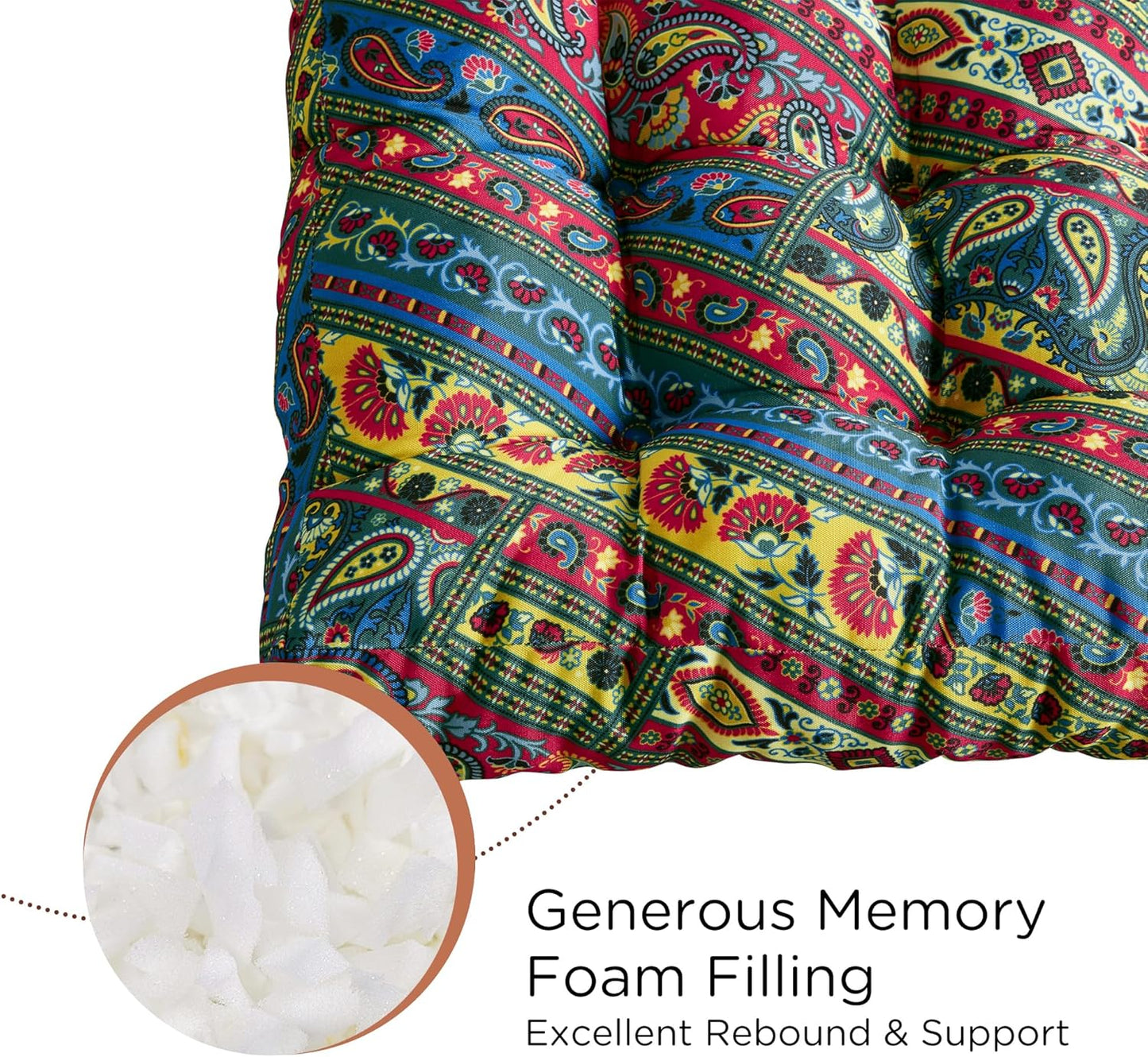 Codi Boho Floor Pillow, Large Meditation Cushion for Adults, Square Pillows Seating for Yoga Living Room Tatami Sitting Home Decor, Memory Foam Added, 22x22 Inch, Multi Patchwork
