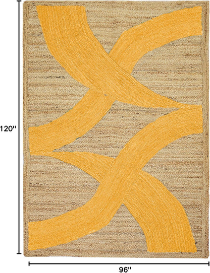 Premium Quality Jute Rug 4x6 Feet Area Rug Natural Fiber Jute Rugs Thick 0.27" Black Abstract Pattern Geometric Rugs for Kids Room, Living Room, Yoga Mat, Indoor Outdoor Carpet - Colors B