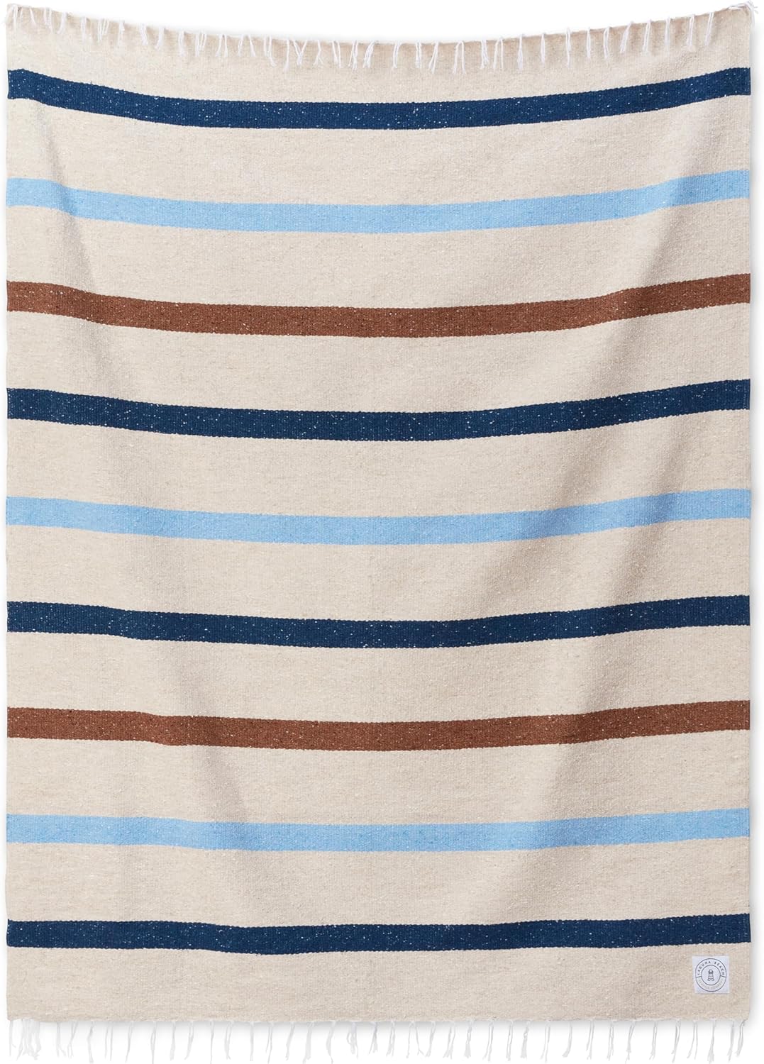 Mexican Blanket by Laguna Beach Textile Co - Beach, Yoga, Camping, or Decorative Throw Blanket - Traditional Handmade Serape (Ivory)