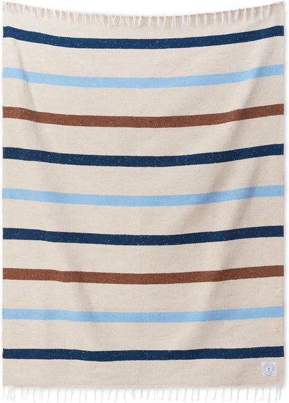 Mexican Blanket by Laguna Beach Textile Co - Beach, Yoga, Camping, or Decorative Throw Blanket - Traditional Handmade Serape (Ivory)