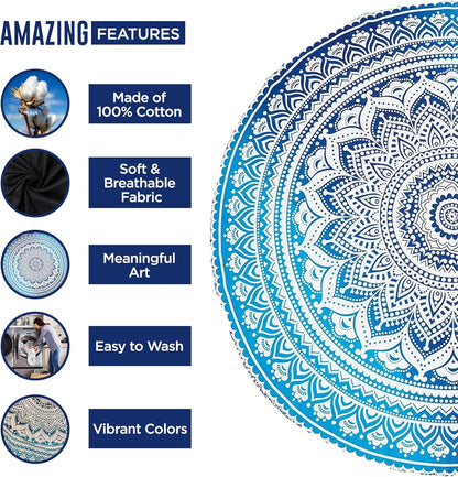 raajsee Purple Round Beach Tapestry Hippie/Boho Beach Blanket Mandala/Indian Cotton Throw - Round Tablecloth/Home Decor/Indie Rug Yoga Mat Meditation Picnic Rugs 127 CM / 50 INCHE Circle