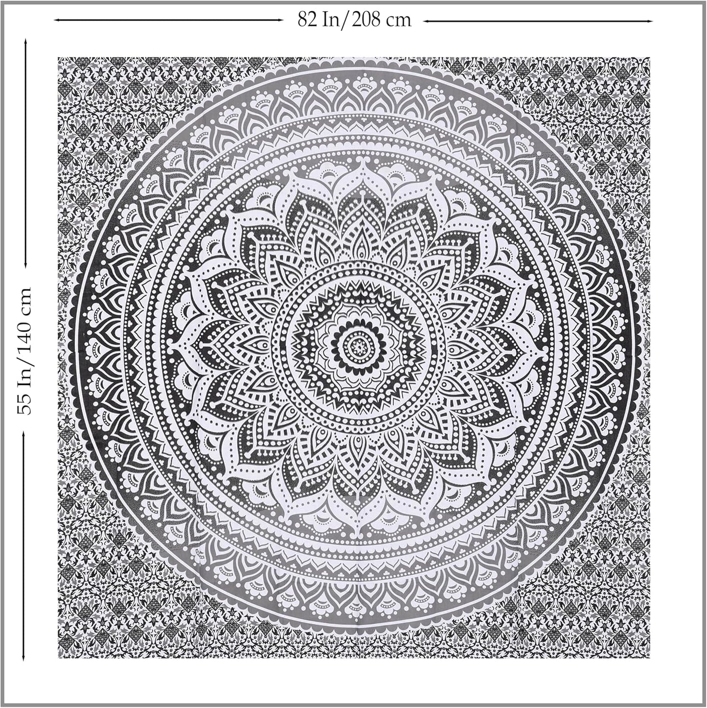 THE ART BOX Original Gold Tapestry Wall Hanging Mandala – Cotton Throw Tapestry – Boho Bedding White and Gold Medium Bedspread 54x60 Inches – Meditation & Yoga Rug Mat
