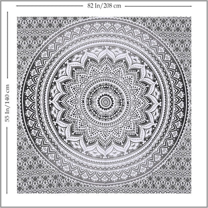 THE ART BOX Original Gold Tapestry Wall Hanging Mandala – Cotton Throw Tapestry – Boho Bedding White and Gold Medium Bedspread 54x60 Inches – Meditation & Yoga Rug Mat