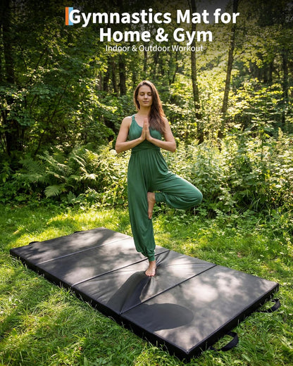 Gymnastics Mat, 6x2/3Ft 2 inches Thick 4-Fold Portable Home Gym Floor Pad for Yoga, Pilates, Aerobics & Martial Arts Training