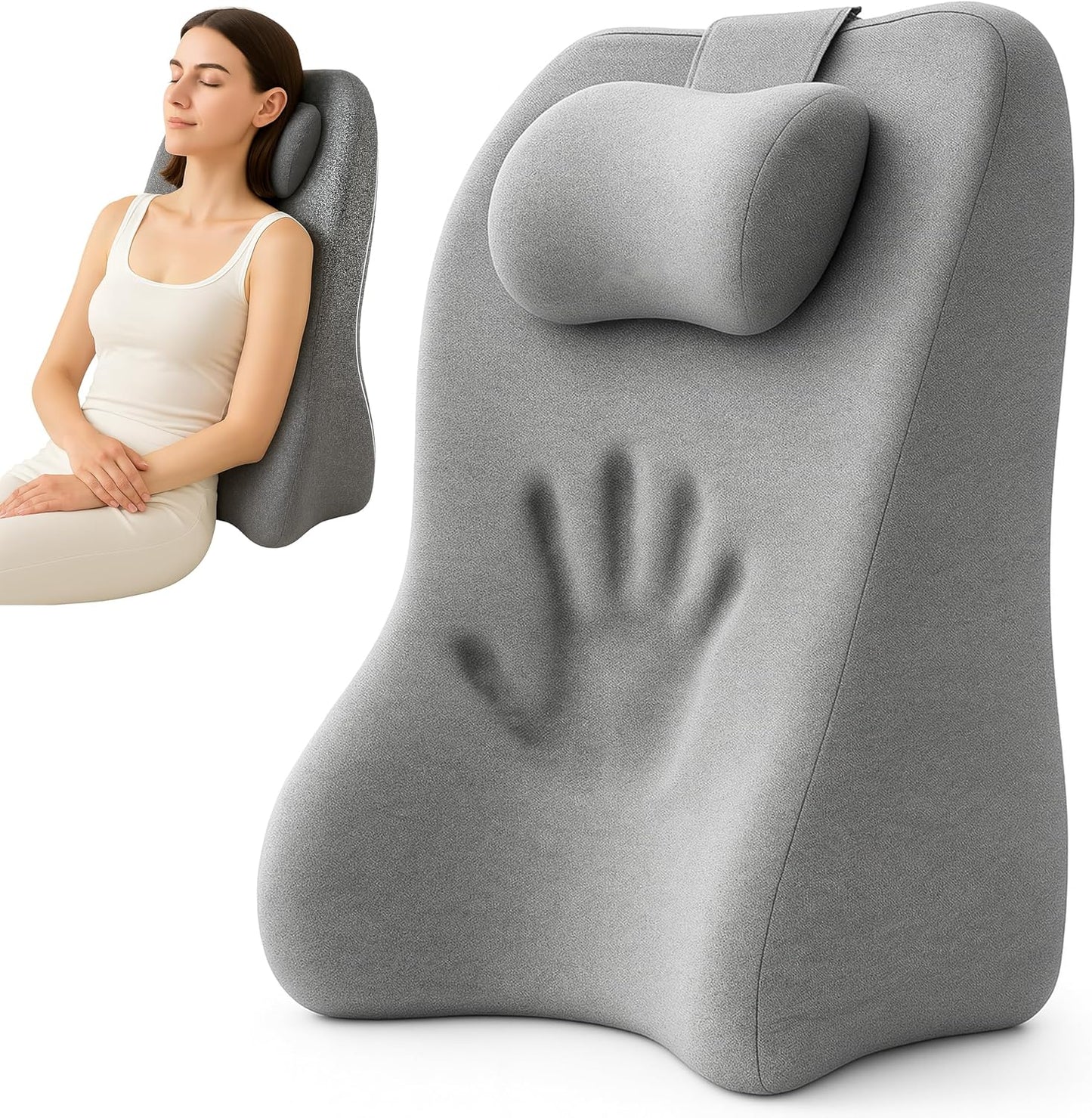 Back Wedge Pillow for Sofa — Reading Wedge Pillow, Lumbar Support Pillow for Couch, Reading, Gentle Support for Yoga, Relaxing & Nighttime Rest | Acid Reflux & Back Discomfort (Light Gray)