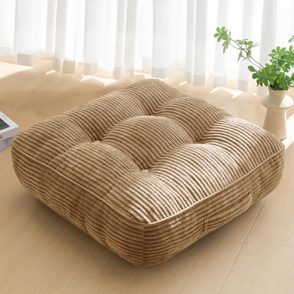 HIGOGOGO Floor Pillow Cushion for Adults, Meditation Cushion Pillow, Large Square Floor Sitting, Tufted Corduroy Cover, for Tatami Living Room or Yoga, 22x22 Inch, Dark Grey