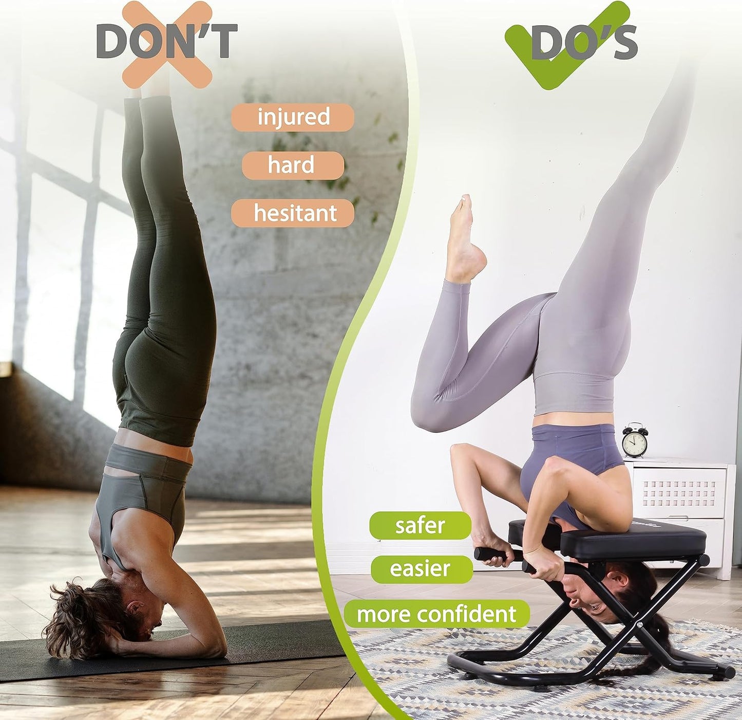 BODY RHYTHM Foldable Yoga Headstand Bench, Yoga Inversion Chair, Headstand Trainer for Relieve Stress, Improve Sleep & Digestion and Strength Training, Ideal for Home Workout, Fitness and Gym