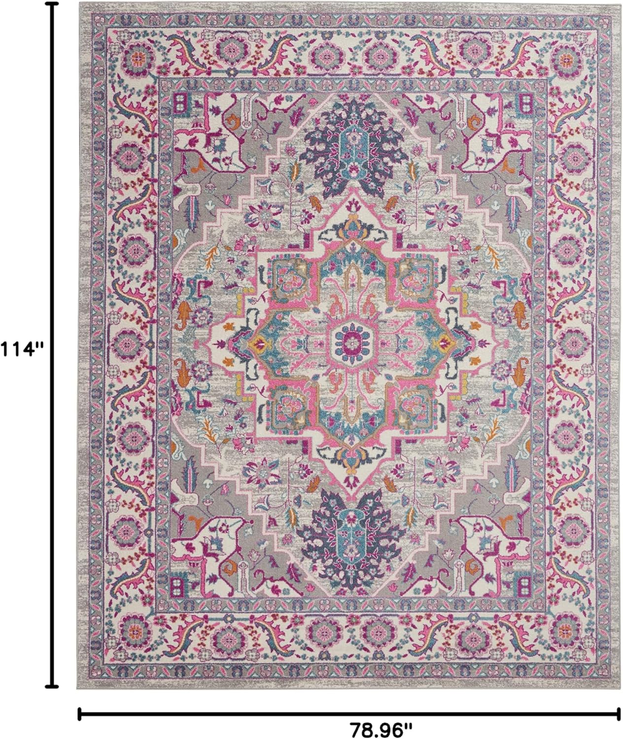 Nourison Home Passion Teal Multicolor 9' x 12' Area Rug - Easy Clean, Non Shedding, Bed Room, Living Room, Dining Room, Kitchen (9' x 12')