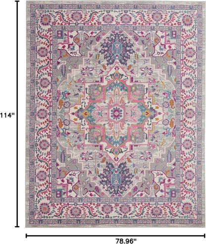 Nourison Home Passion Teal Multicolor 9' x 12' Area Rug - Easy Clean, Non Shedding, Bed Room, Living Room, Dining Room, Kitchen (9' x 12')