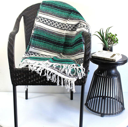Del Mex Classic Mexican Blanket, Large Authentic Woven Falsa Throw (70"x50"), Artisan Southwest Décor for Beach, Yoga, Outdoors (Lavender)