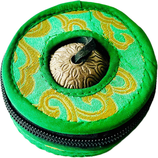 QT S Tibetan Handmade Yoga Meditation Om Tingsha Bell Chimes Cymbal Set, with Handmade Unique Bag (2.75 Inches Buddhist Tingsha, Om Mani Padme Hum Mantra) Made in Buddha Born Country Nepal (Red)