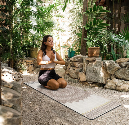 nuveti Printed Travel Yoga Mat-1/16 Inch Thick Non Slip Fitness Workout Mat with Carrying Bag, Foldable Lightweight Suede & Natural Rubber Yoga Mat for Yoga Pilates and Fitness 72" L x 24" W x 1.5mm