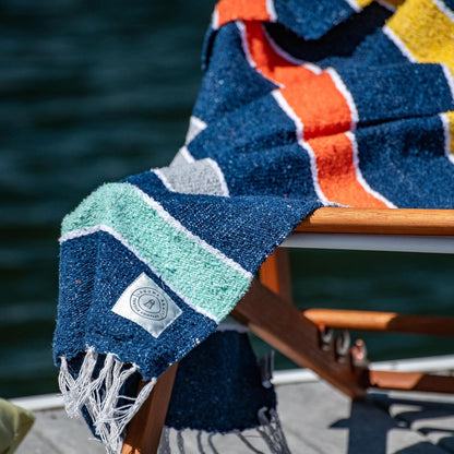 Mexican Blanket by Laguna Beach Textile Co - Beach, Yoga, Camping, or Decorative Throw Blanket - Traditional Handmade Serape (Ivory)
