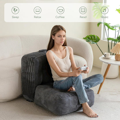 HIGOGOGO Floor Pillow Cushion for Adults, Meditation Cushion Pillow, Large Square Floor Sitting, Tufted Corduroy Cover, for Tatami Living Room or Yoga, 22x22 Inch, Dark Grey