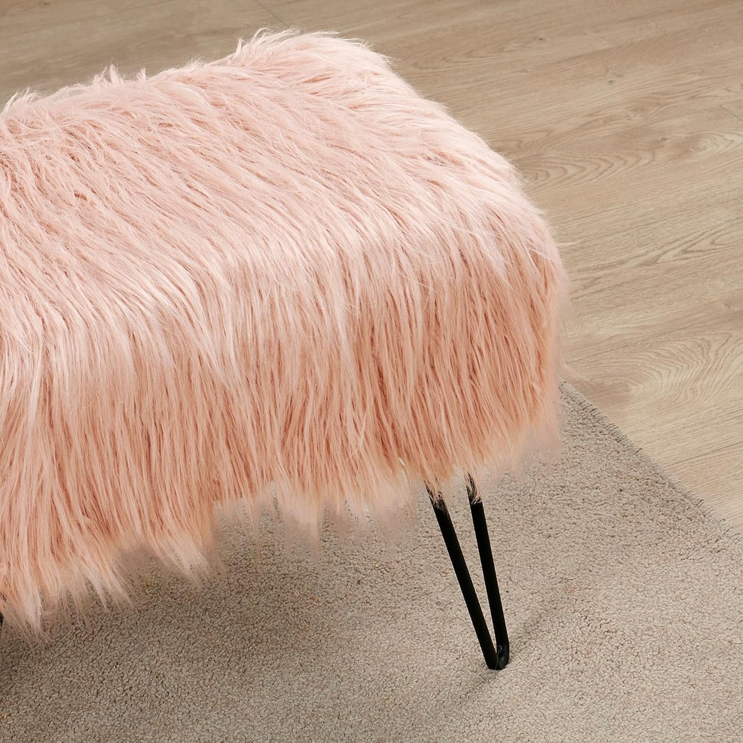 Home Soft Things Green Mongolian Faux Fur Ottoman, Desert Sage, 19'' x 13'' x 17'', Cozy Plush Fluffy Ottoman Foot Rest Stool for Living Room Bedroom Entryway Makeup Bench End of Bed Home Décor
