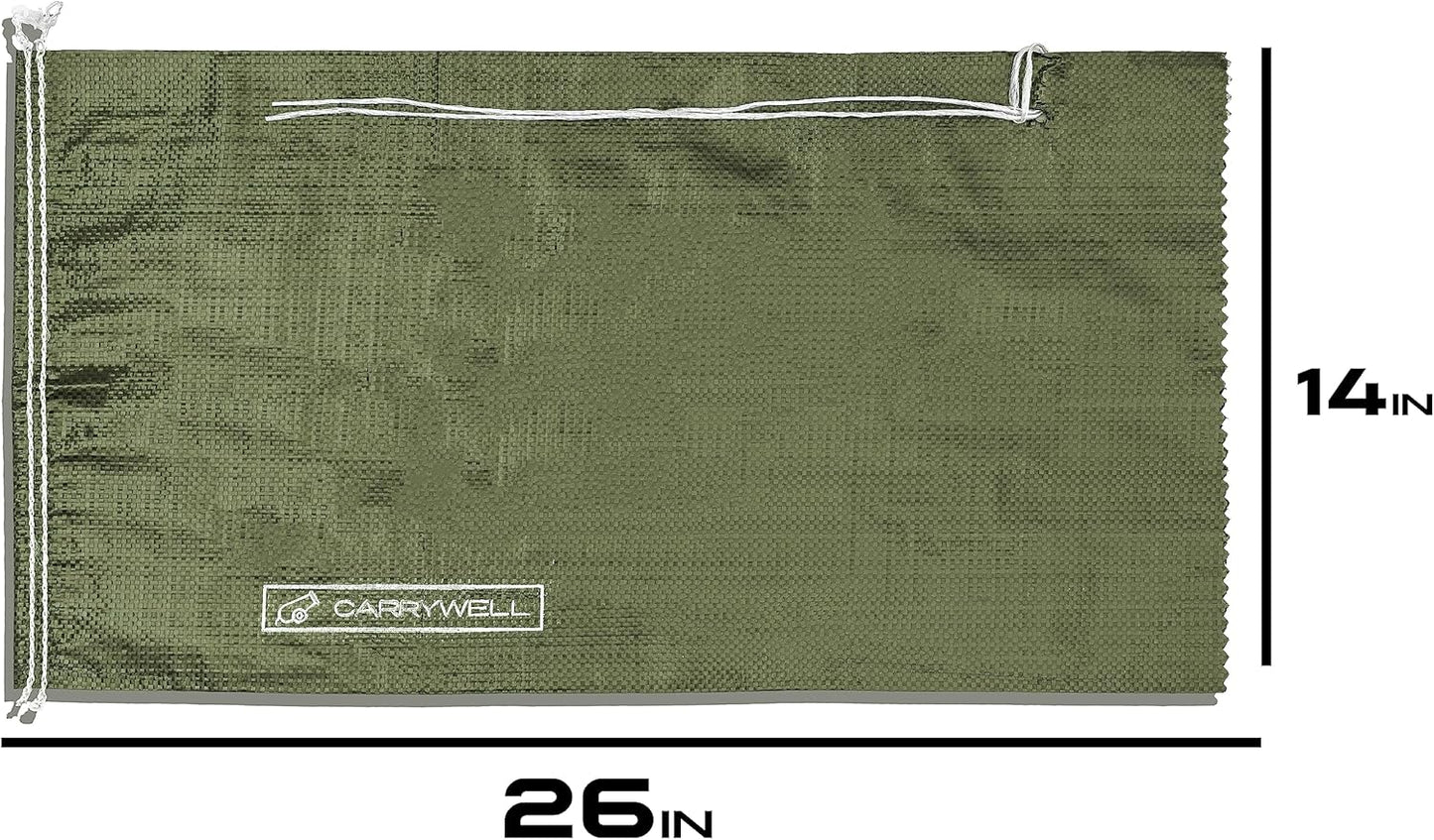 (Not Made in China) 20 Pack, Heavy Duty Sand Bags for Flooding, Empty Sandbags with Tie Strings, UV Protection 1600 Hours, Flood Control,14in x 26in, Sandbag for Weight, 50lb Capacity, White