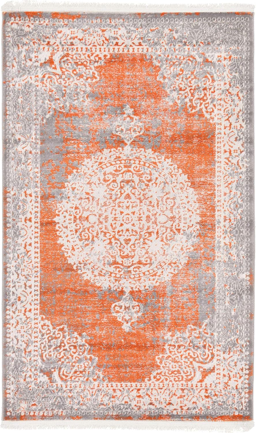 Unique Loom New Classical Collection Area Rug - Olwen (4'Round, Purple/ Gray)