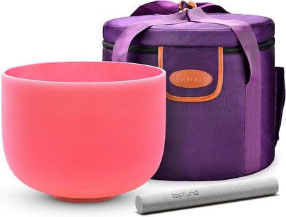 TOPFUND Pink Purple F Note Crystal Singing Bowl Heart Chakra 8 inch with Suede Mallet