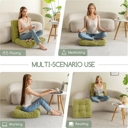 HIGOGOGO Floor Pillow Cushion for Adults, Meditation Cushion Pillow, Large Square Floor Sitting, Tufted Corduroy Cover, for Tatami Living Room or Yoga, 22x22 Inch, Dark Grey