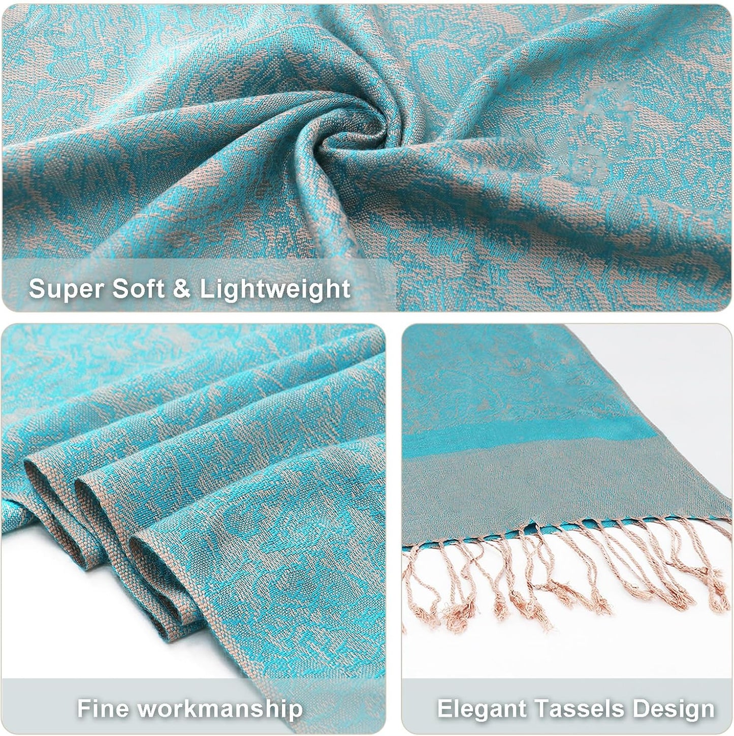 vimate Silky Paisley Pashmina Shawl Scarf-Women's Soft Double-side Jacquard Pashminas Wrap for Evening Dress Travel Shawl