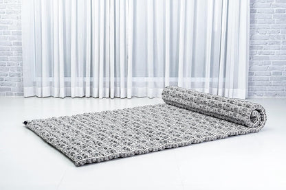 Leewadee - Kapok Roll Mat – Handcrafted Folding Sleep & Relaxation Mattress from Thailand, Ideal as Guest Bed, Camping Mat, Yoga Mat or Traditional Futon, 75 x 39 inches, Anthracite