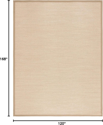 SAFAVIEH Area Rug 11x15 - Natural Fiber Collection - Large - Maize & Linen Color, Sisal, Woven Design with Border (NF141B) - Colors A