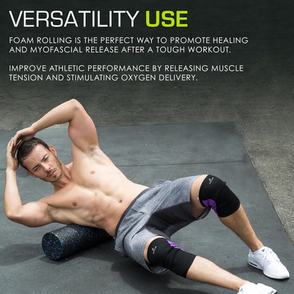 ProsourceFit High Density Foam Rollers 12 - inches long, Firm Full Body Athletic Massage Tool for Back Stretching, Yoga, Pilates, Post Workout Muscle Recuperation, Black
