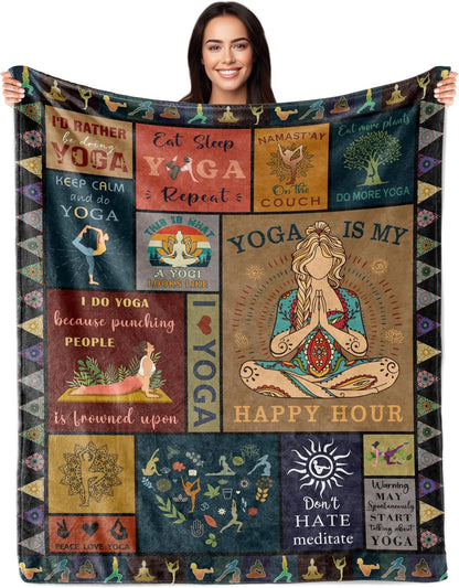 Yoga Gifts for Women, Funny Yoga Gifts for Yogas Lover, Yogas Gift for Instructor Teacher, Pilates Lover Gift Ideas for Women Birthday, Pilates Presents, Zen Meditation Presents 60"X50" Blanket
