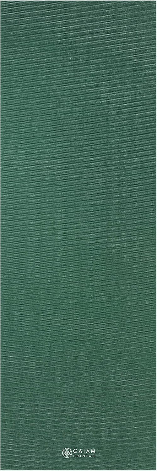 Gaiam Essentials 1/4" Thin (6mm) Yoga & Pilates, Fitness & Exercise Mat with Easy-Cinch Carrier Strap Cusion Support For Fitness and Gym Workouts