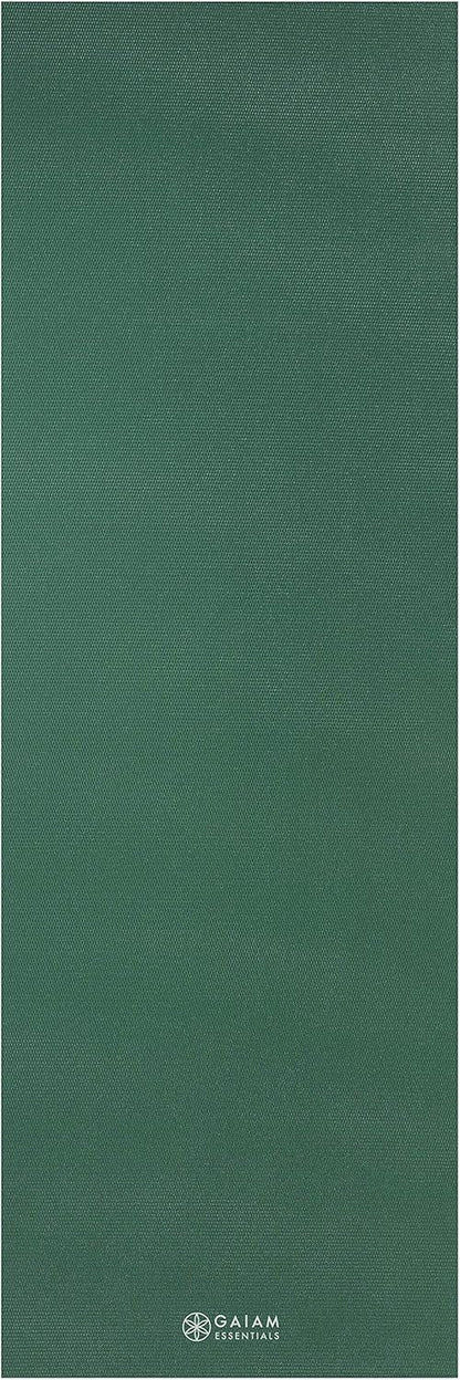 Gaiam Essentials 1/4" Thin (6mm) Yoga & Pilates, Fitness & Exercise Mat with Easy-Cinch Carrier Strap Cusion Support For Fitness and Gym Workouts