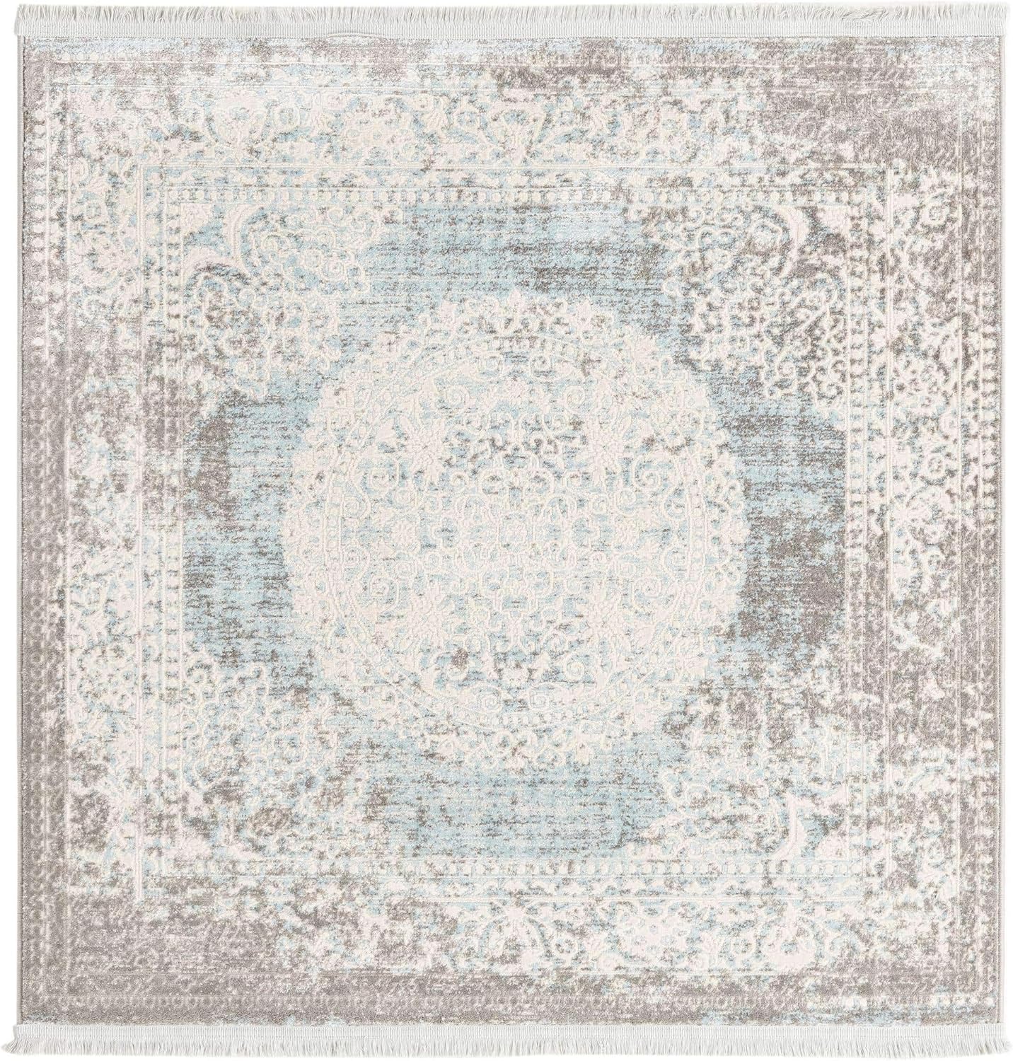 Unique Loom New Classical Collection Area Rug - Olwen (4'Round, Purple/ Gray)