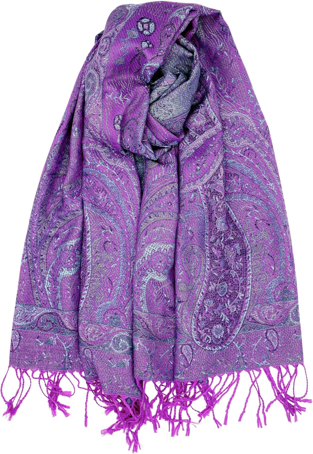 Achillea Reversible Paisley Pashmina Rave Scarf – Exotic Indian Shawls and Wraps for Evening Dresses, Festivals, All Seasons - Colors B