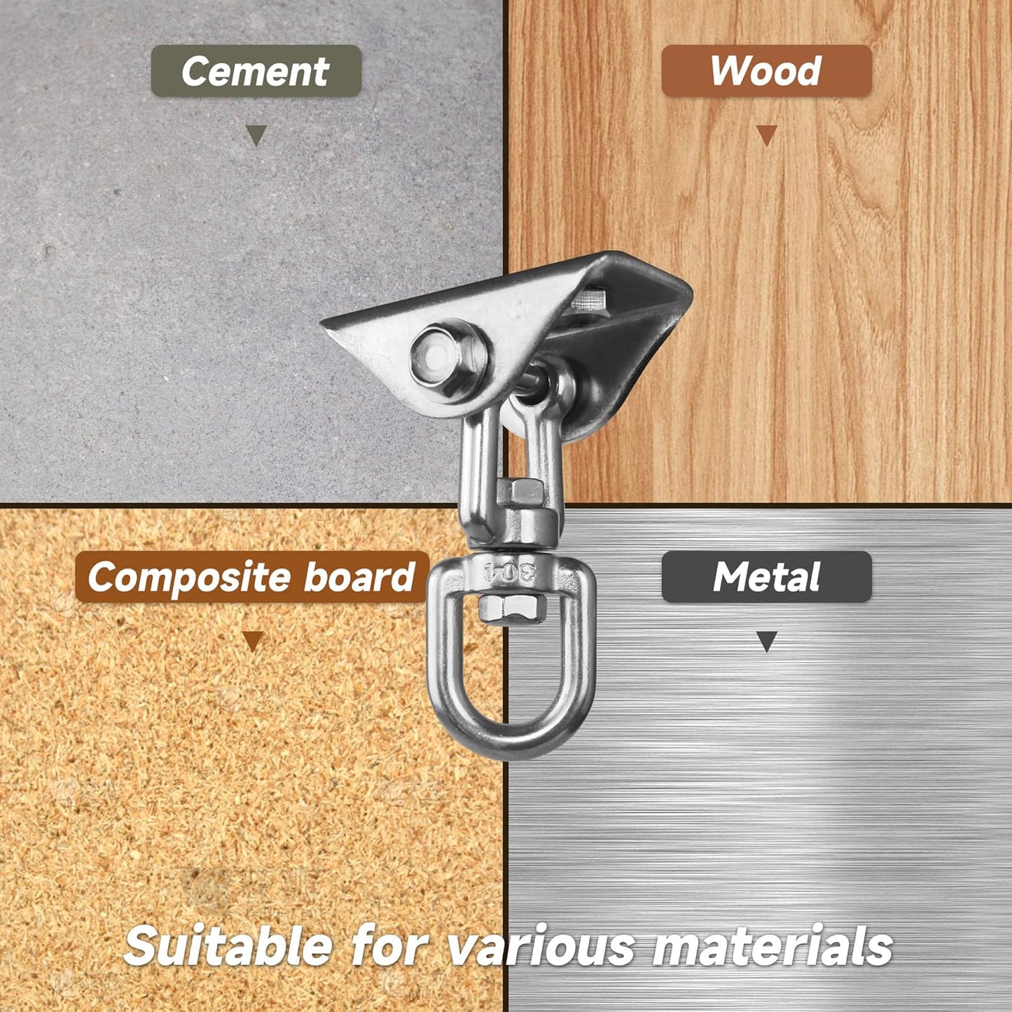Heavy Duty Swing Hangers for Wooden Sets 2000 LB Capacity Hammock Hanger 360 Swivel Stainless Steel Swing Hardware Accessories 2 Packs for Porch Playground Yoga Heavy Bag