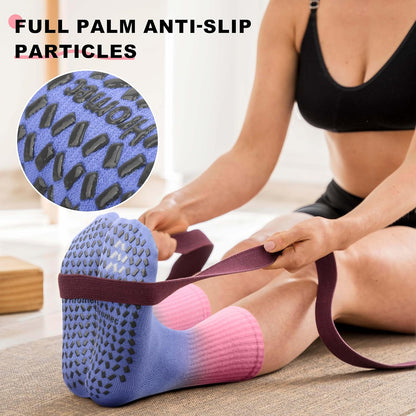 Pilates Socks with Grips for Yoga, Barefoot, Ballet, Barre, Hospital Non Slip Anti Skid Socks for Women and Men