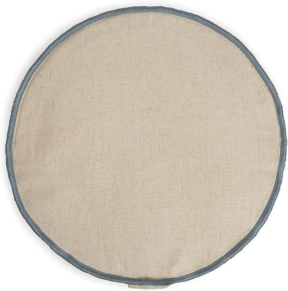 Organic Round Meditation Cushion by renoo - Durable Comfortable Cotton, Linen, Hemp - Modern Zafu - Buckwheat Floor Pillow Yoga Bolster in 15 Colors Removable Cover - 15 inches - Vanilla