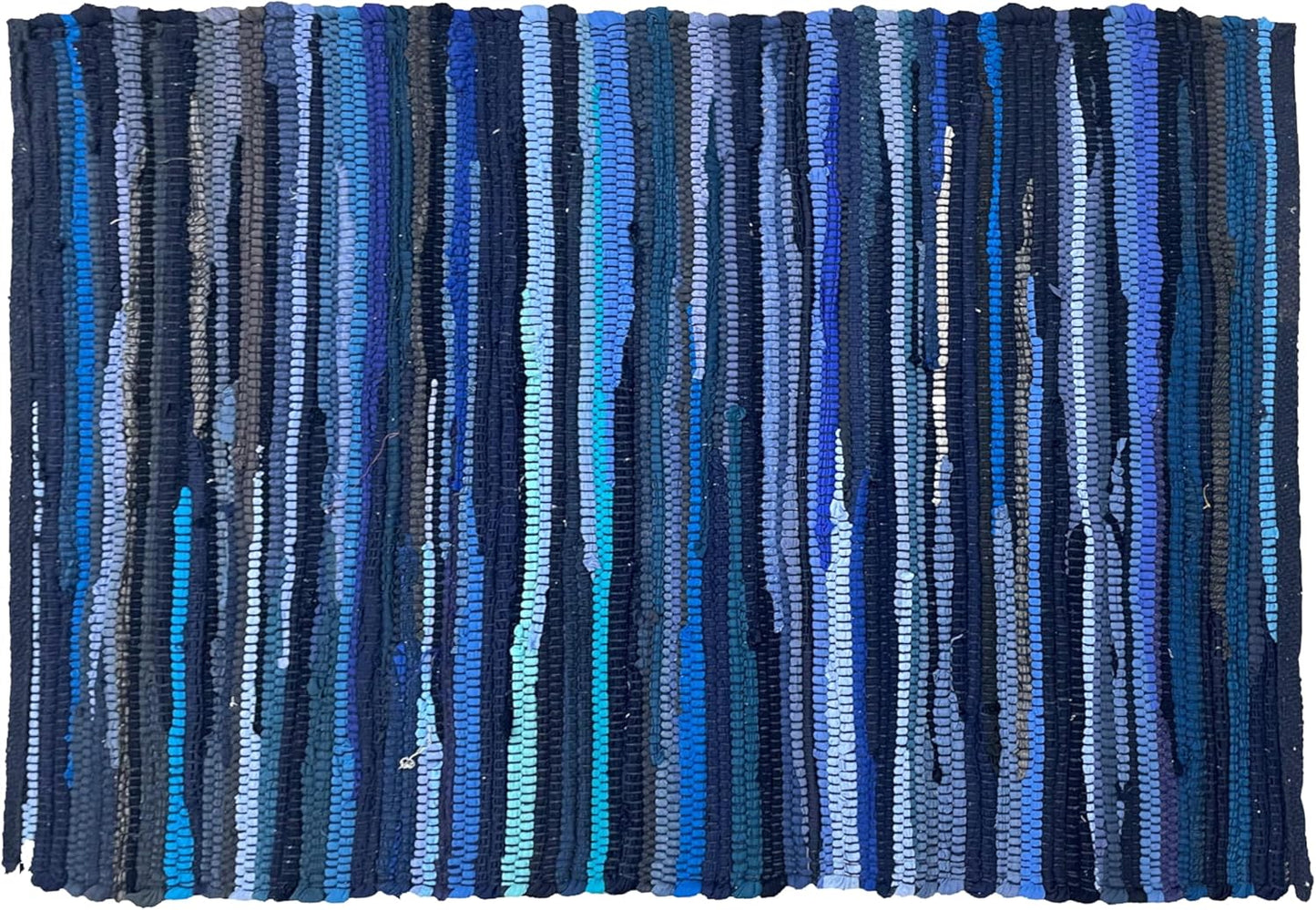 Ramanta Home 100% Cotton Chindi Hosiery Rug 24x36 Inch - Dark Multi, Farmhouse Reversible Soft Bohemeian Rugs Ideal for Entryways, Kitchen, Bedroom | Durable Lightweight Handmade Accent Doormat
