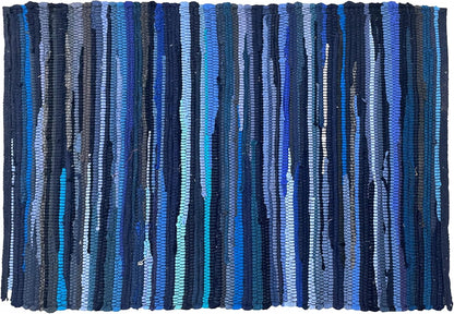 Ramanta Home 100% Cotton Chindi Hosiery Rug 24x36 Inch - Dark Multi, Farmhouse Reversible Soft Bohemeian Rugs Ideal for Entryways, Kitchen, Bedroom | Durable Lightweight Handmade Accent Doormat