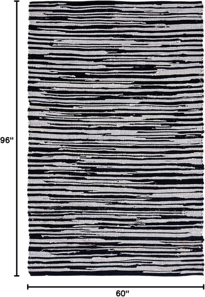 SAFAVIEH Area Rug 3x5 - Rag Rug Collection - Blue & Multi, Handmade Cotton, Boho Stripe Pattern, Ideal for Entryway, Living Room, Bedroom, Dining Space (RAR130B)