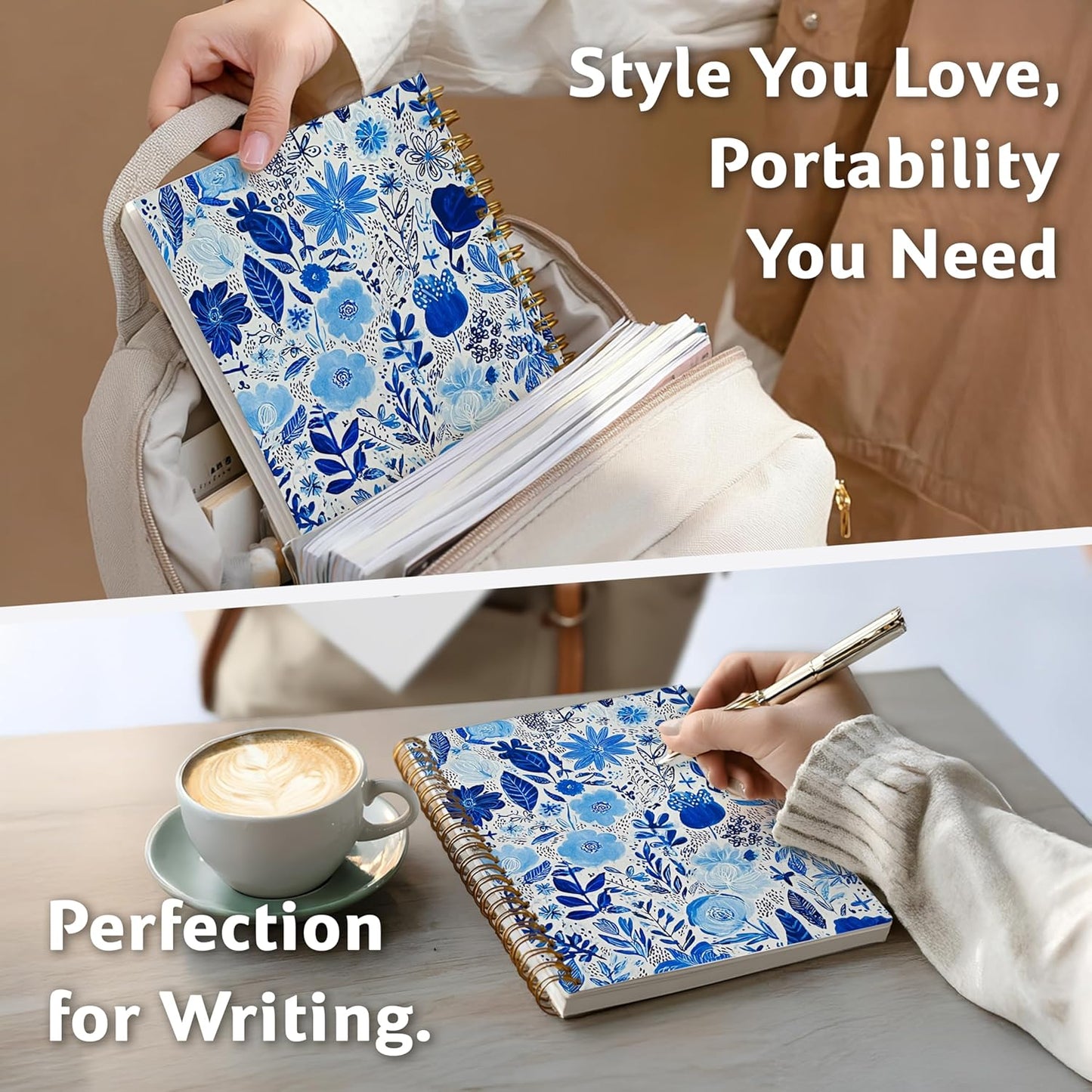 Journaling Notebooks for Women, Lotus Notebook -Meditation Yoga Spiritual Inspirational Planner Notebook Journal Gifts, A5 Spiral Journal Notebook Office Supplies Gifts for Women Birthday Christmas (Golden)