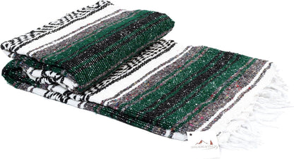 Open Road Goods Blue Mexican Blanket - Authentic Serape Falsa Blanket - Handmade
