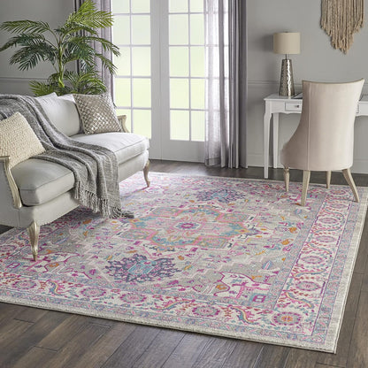Nourison Home Passion Teal Multicolor 9' x 12' Area Rug - Easy Clean, Non Shedding, Bed Room, Living Room, Dining Room, Kitchen (9' x 12')