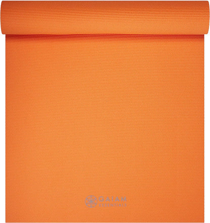 Gaiam Essentials 1/4" Thin (6mm) Yoga & Pilates, Fitness & Exercise Mat with Easy-Cinch Carrier Strap Cusion Support For Fitness and Gym Workouts