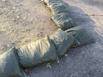 Polypropylene Olive Drab Rugged Sandbag | 14 Inches by 26 Inches | Pack of 15 | Military Grade | Protects Homes & Businesses From Flooding | Sand Bags Trusted by US Military & Red Cross