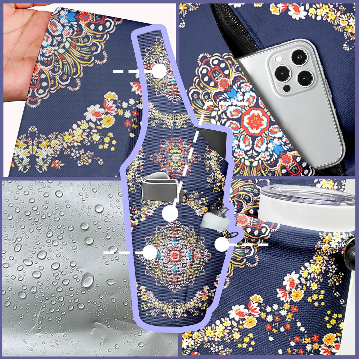 Yoga Bag for Women, Large Yoga Mat Bag Tote Carrier with Wet Dry Pocket, Water Bottle Holder & Adjustable Strap, Fits 1/2" Thick Yoga Mat for Gym, Pilates, Travel, Work