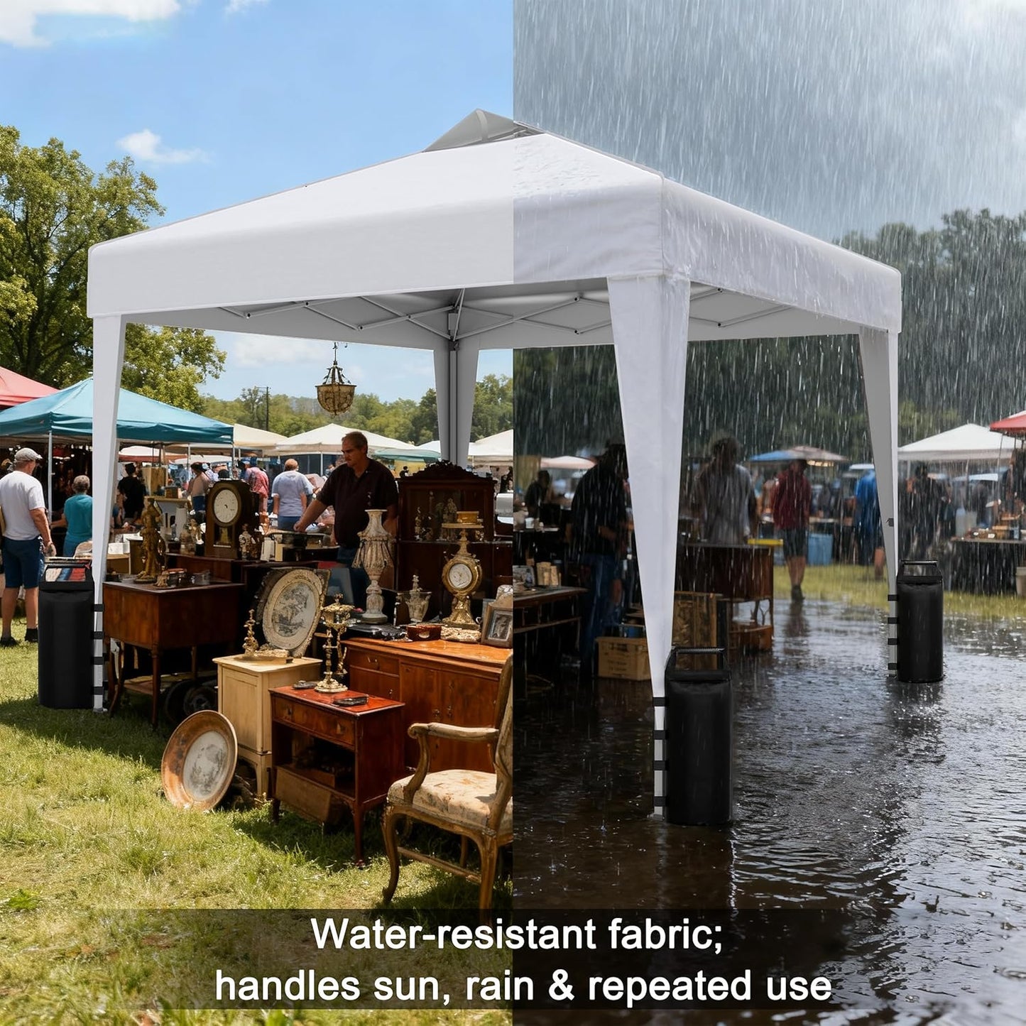112 LBS Sand Bags for Canopy Weights – 4 Pack Heavy Duty Sandbags with Handle, Leak-Proof Oxford Cloth, Wind Resistant Weights for Beach Umbrella, Awning, Camping, Outdoor Events-Black