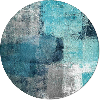Orange Round Area Rug for Living Room 6 ft Abstract Modern Contemporary Rug Carpet Floor Mat Yoga Mat for Boys Girls Playroom Home Decor 6 ft