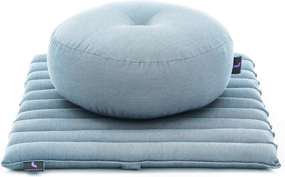 Leewadee Meditation Cushion Set – 1 Small Zafu Yoga Pillow and 1 Small Roll-Up Zabuton Mat Filled with Kapok