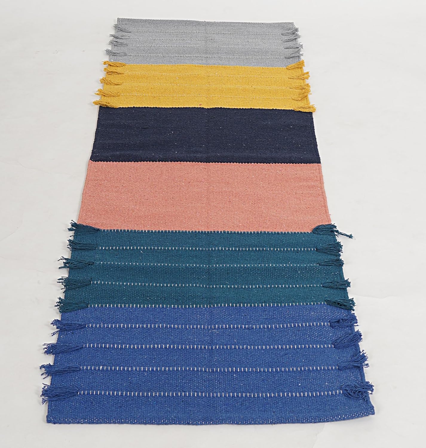 Indian Handmade 100% Organic Cotton Yoga Mat, Hand Woven Rug, Yoga Mat For Everyday Fitness at Home Comfortable Foldable Long Mat