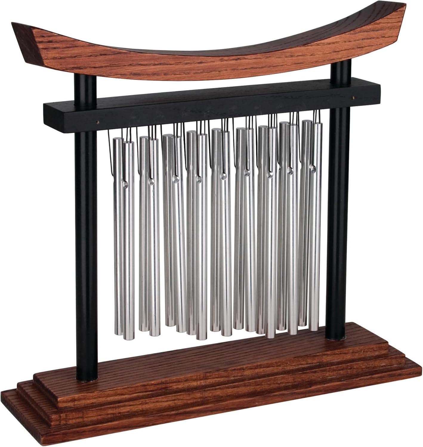 Woodstock Wind Chimes Tranquility Table Chime -Silver Aluminum Solid Rods, Small 9 - Inch Tall, Bell Percussion Instrument for Meditation, Yoga, Classrooms, Offices, Great for Awareness, Relaxation.