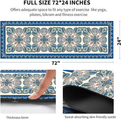 nuveti Yoga Mat Print Extra Thick TPE Non Slip Fitness Exercise Mat with Carrying Bag,72"x24" Extra Thick 6MM Exercise & Workout Mat for Yoga, Pilates Fitness and Floor Exercises - Colors A